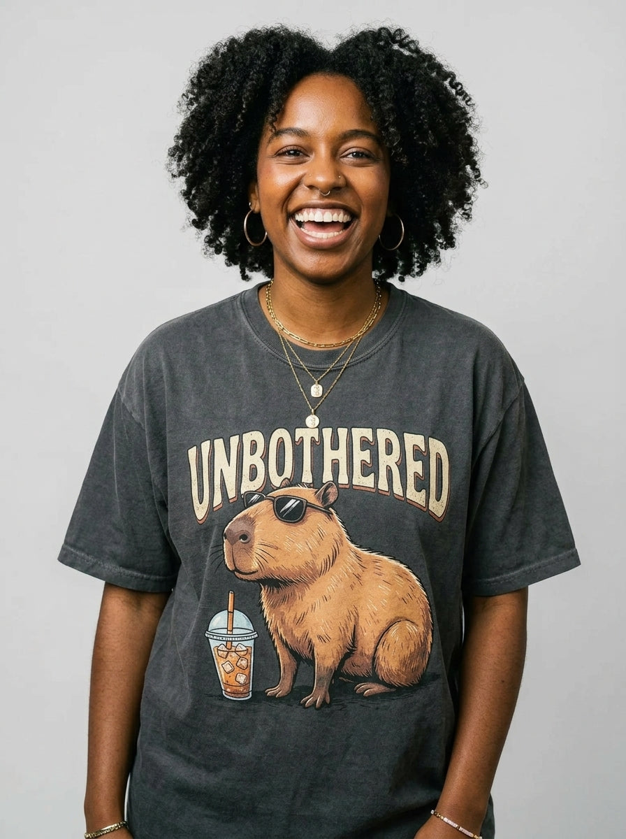 The "Unbothered" Capybara Vintage Wash Tee