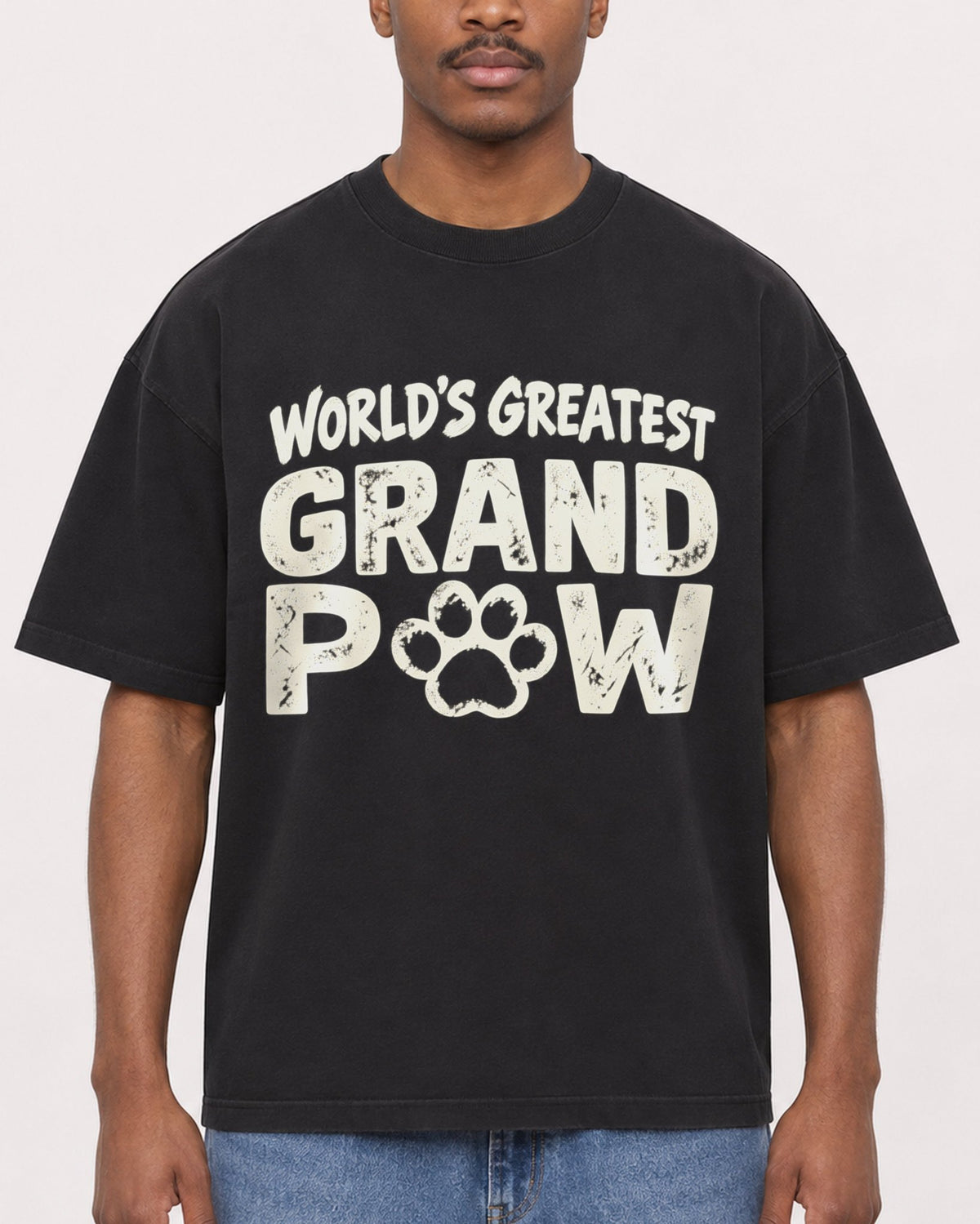 Mockup Boxy Heavyweight Tee Black male close-up 14