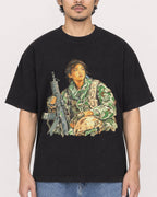 Mockup Boxy Heavyweight Tee Black male close-up 02