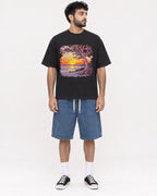 Mockup Boxy Heavyweight Tee Black male full-body 07