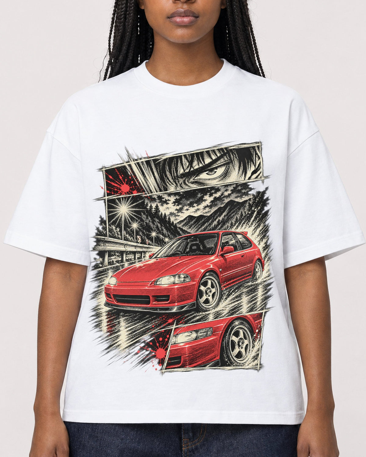 Mockup Boxy Heavyweight Tee White female close-up 04
