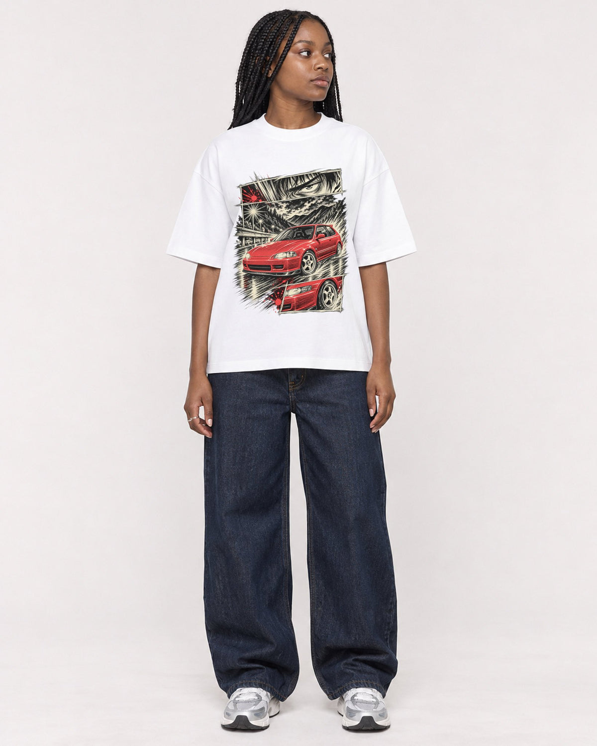 Mockup Boxy Heavyweight Tee White female full-body 04