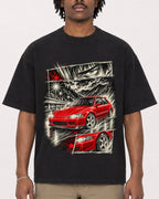 Mockup Boxy Heavyweight Tee Black male close-up 04