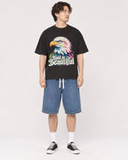Mockup Boxy Heavyweight Tee Black male full-body 03
