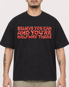Mockup Boxy Heavyweight Tee Black male close-up 12