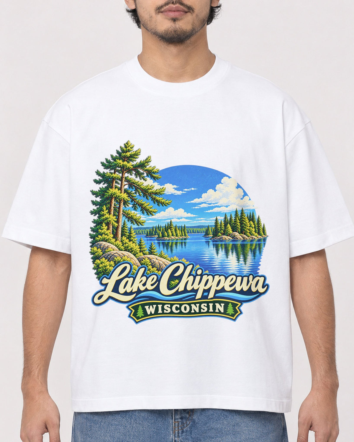 Mockup Boxy Heavyweight Tee White male close-up 02