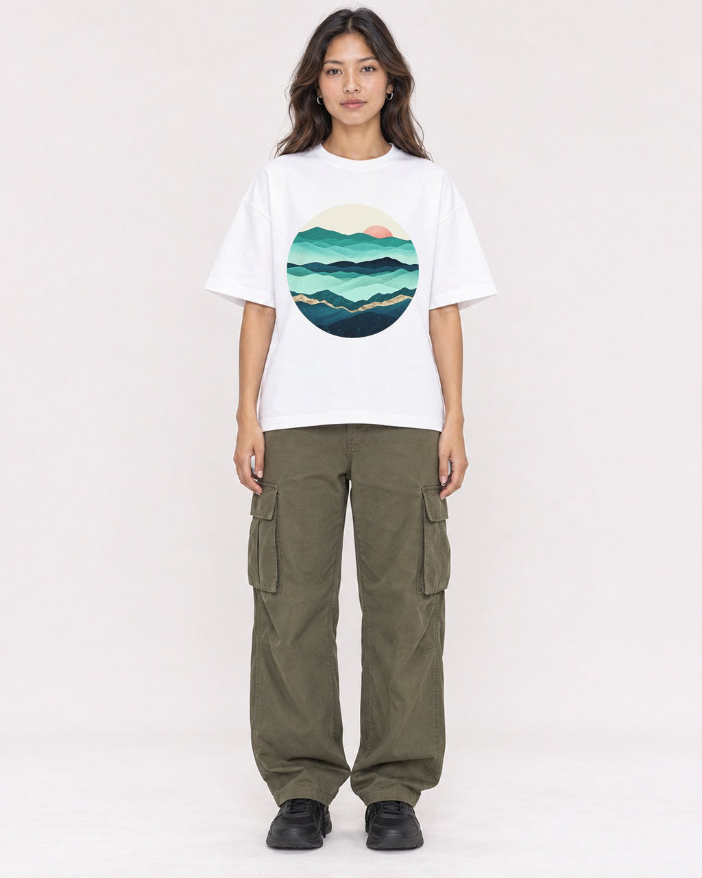 Mockup Boxy Heavyweight Tee White female full-body 02