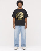 Mockup Boxy Heavyweight Tee Black male full-body 45