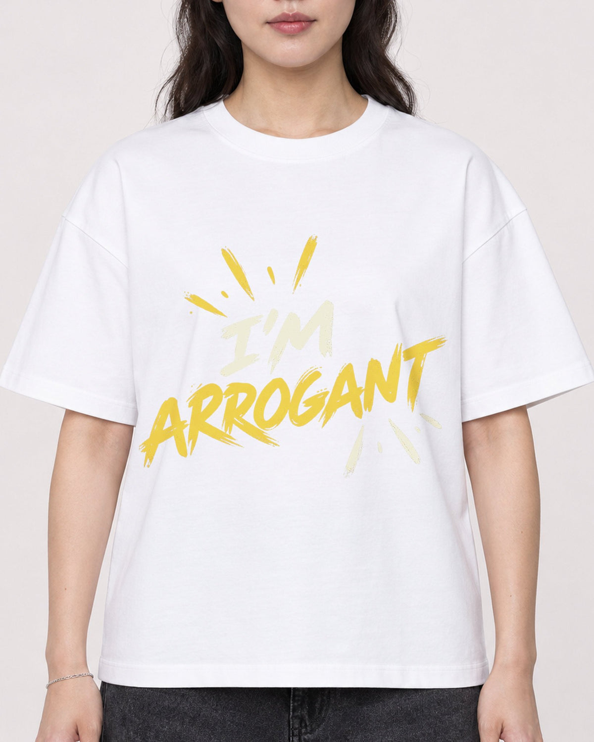 Mockup Boxy Heavyweight Tee White female close-up 03