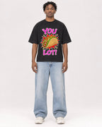 Mockup Boxy Heavyweight Tee Black male full-body 05