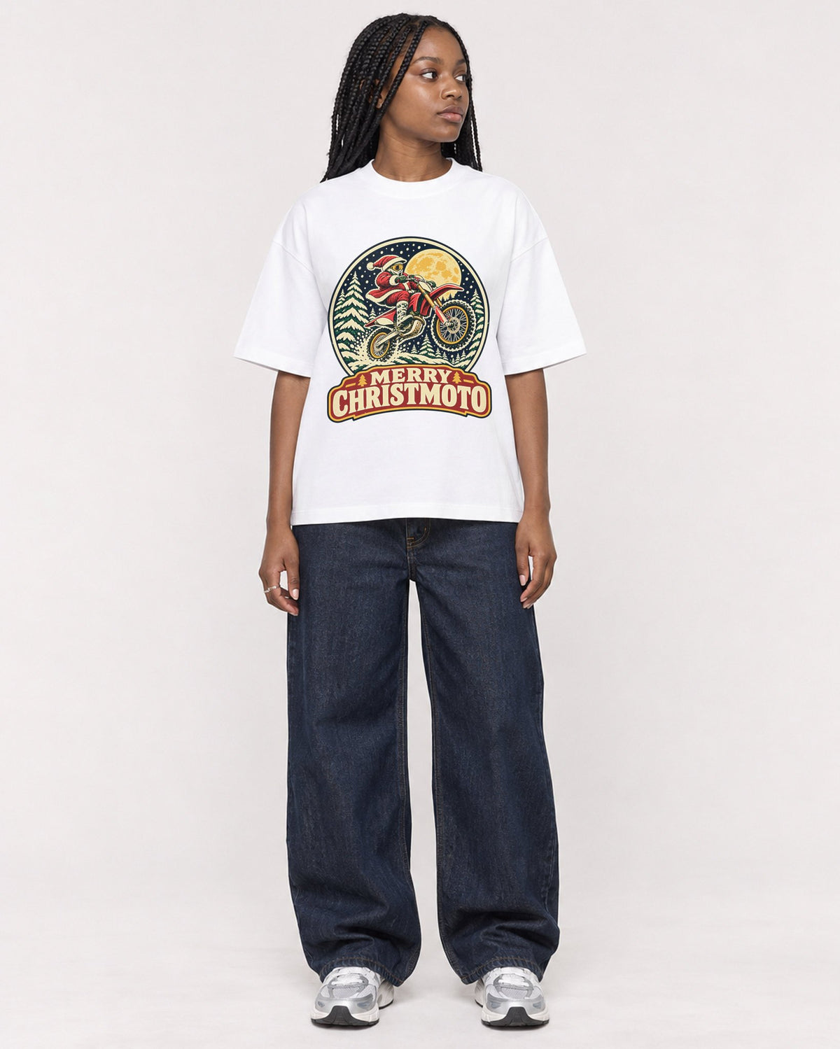 Mockup Boxy Heavyweight Tee White female full-body 04