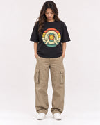 Mockup Boxy Heavyweight Tee Black female full-body 02