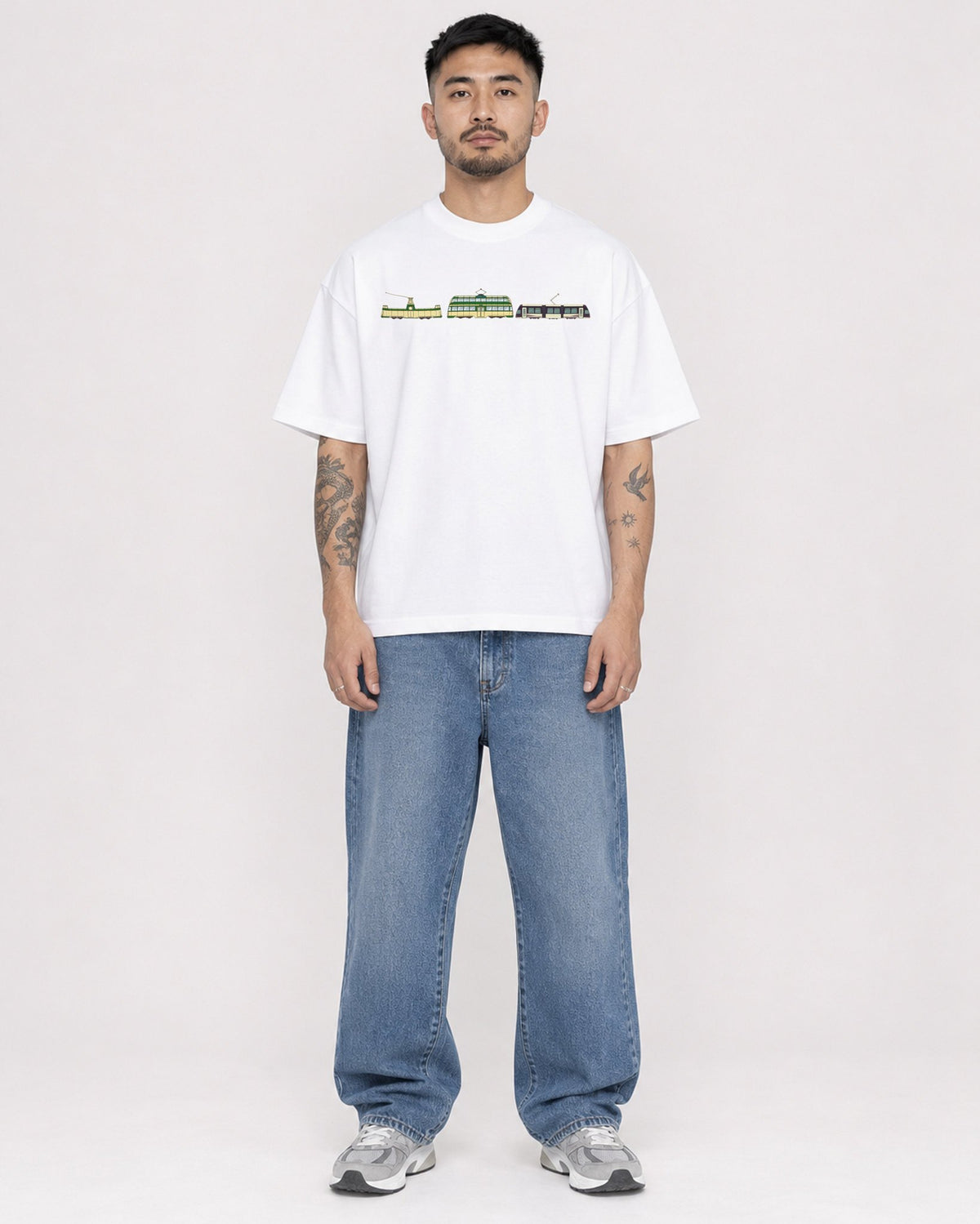 Mockup Boxy Heavyweight Tee White male full-body 12