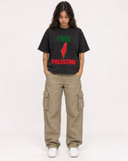 Mockup Boxy Heavyweight Tee Black female full-body 06