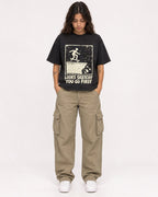 Mockup Boxy Heavyweight Tee Black female full-body 06