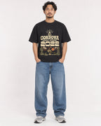 Mockup Boxy Heavyweight Tee Black male full-body 02