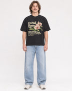 Mockup Boxy Heavyweight Tee Black male full-body 49