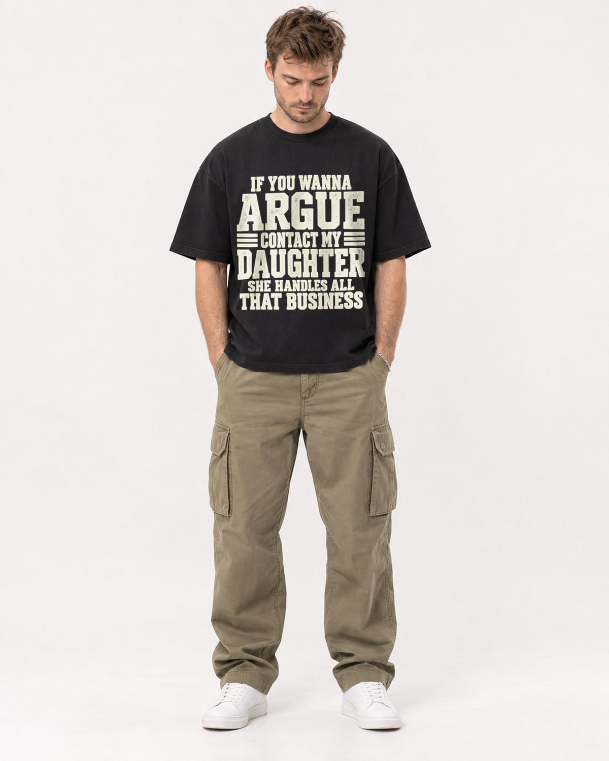 Mockup Boxy Heavyweight Tee Black male full-body 08