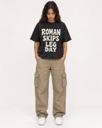 Mockup Boxy Heavyweight Tee Black female full-body 06