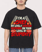 Mockup Boxy Heavyweight Tee Black male close-up 03