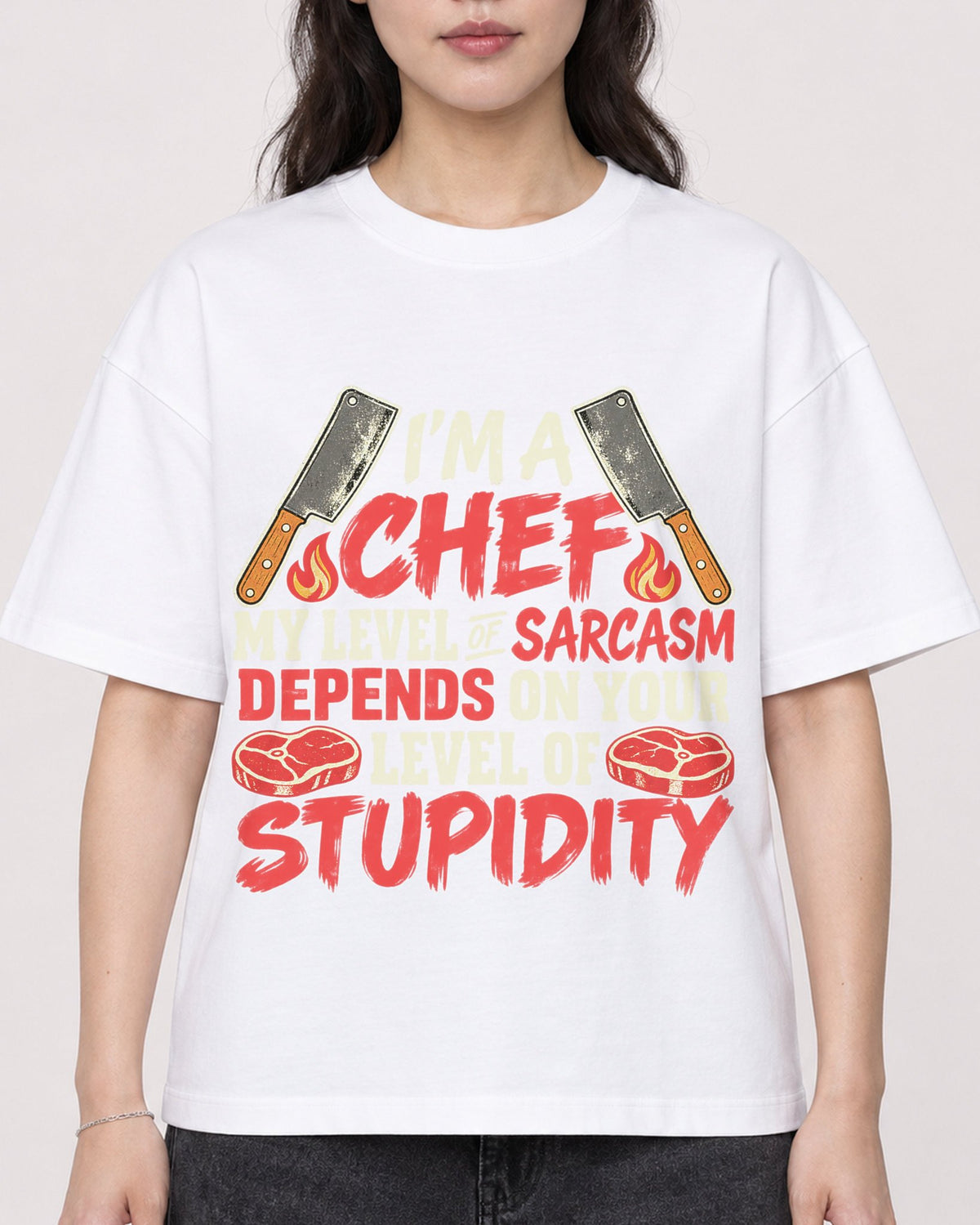 Mockup Boxy Heavyweight Tee White female close-up 03