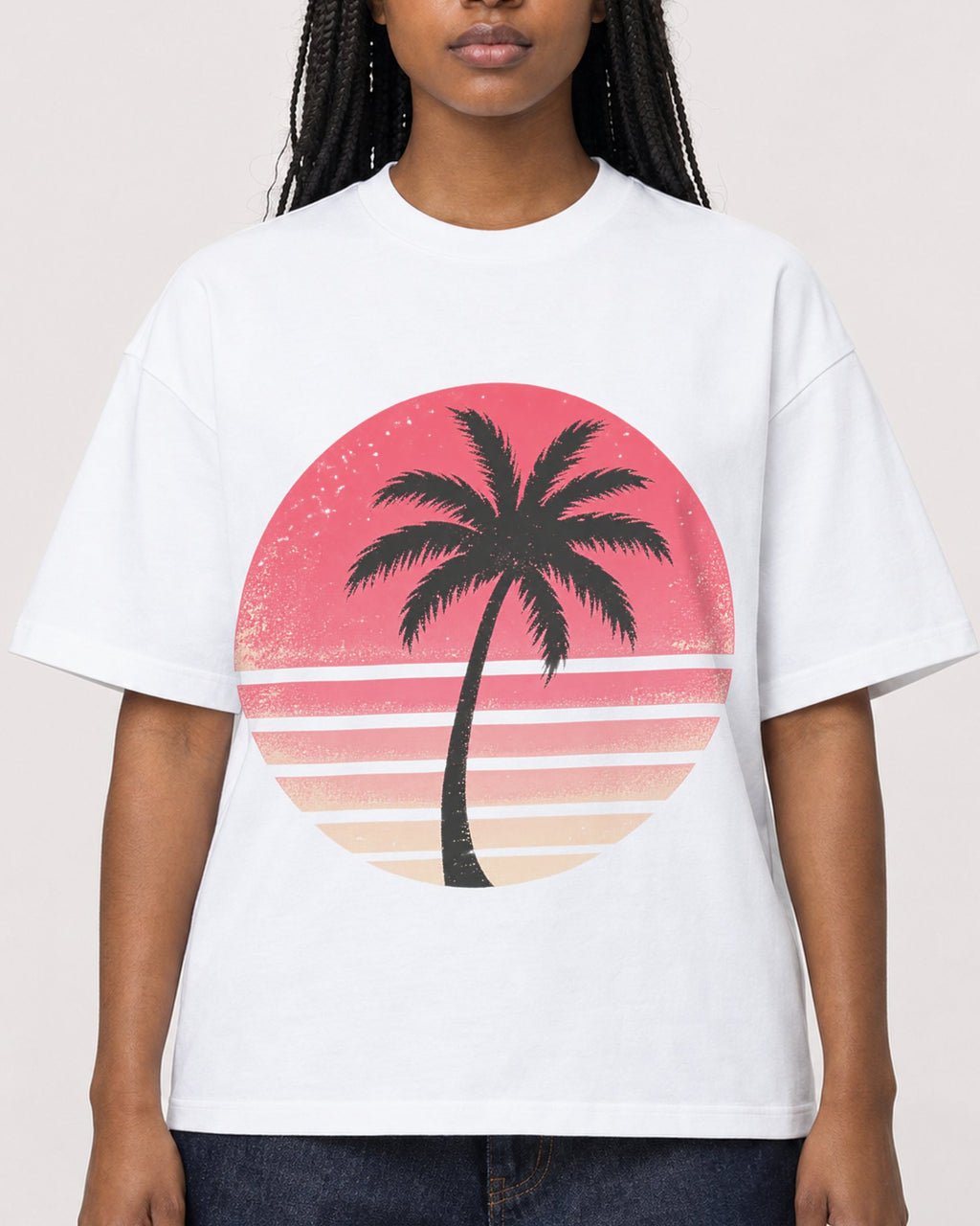 Mockup Boxy Heavyweight Tee White female close-up 04