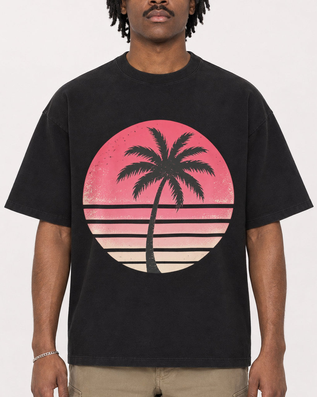 Mockup Boxy Heavyweight Tee Black male close-up 04
