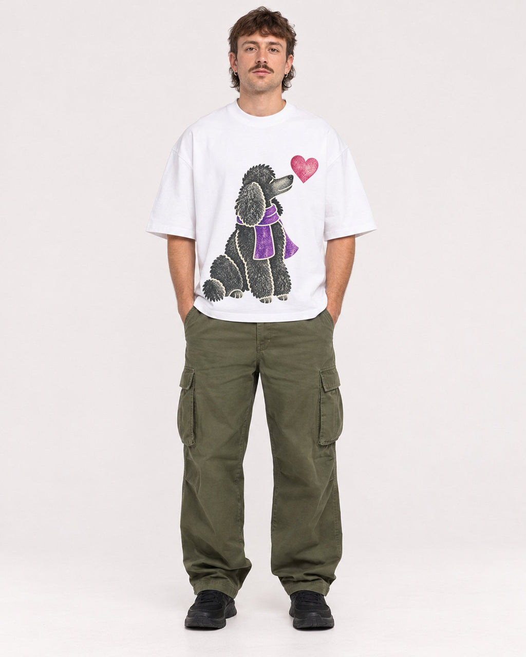 Mockup Boxy Heavyweight Tee White male full-body 29