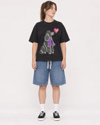 Mockup Boxy Heavyweight Tee Black female full-body 29
