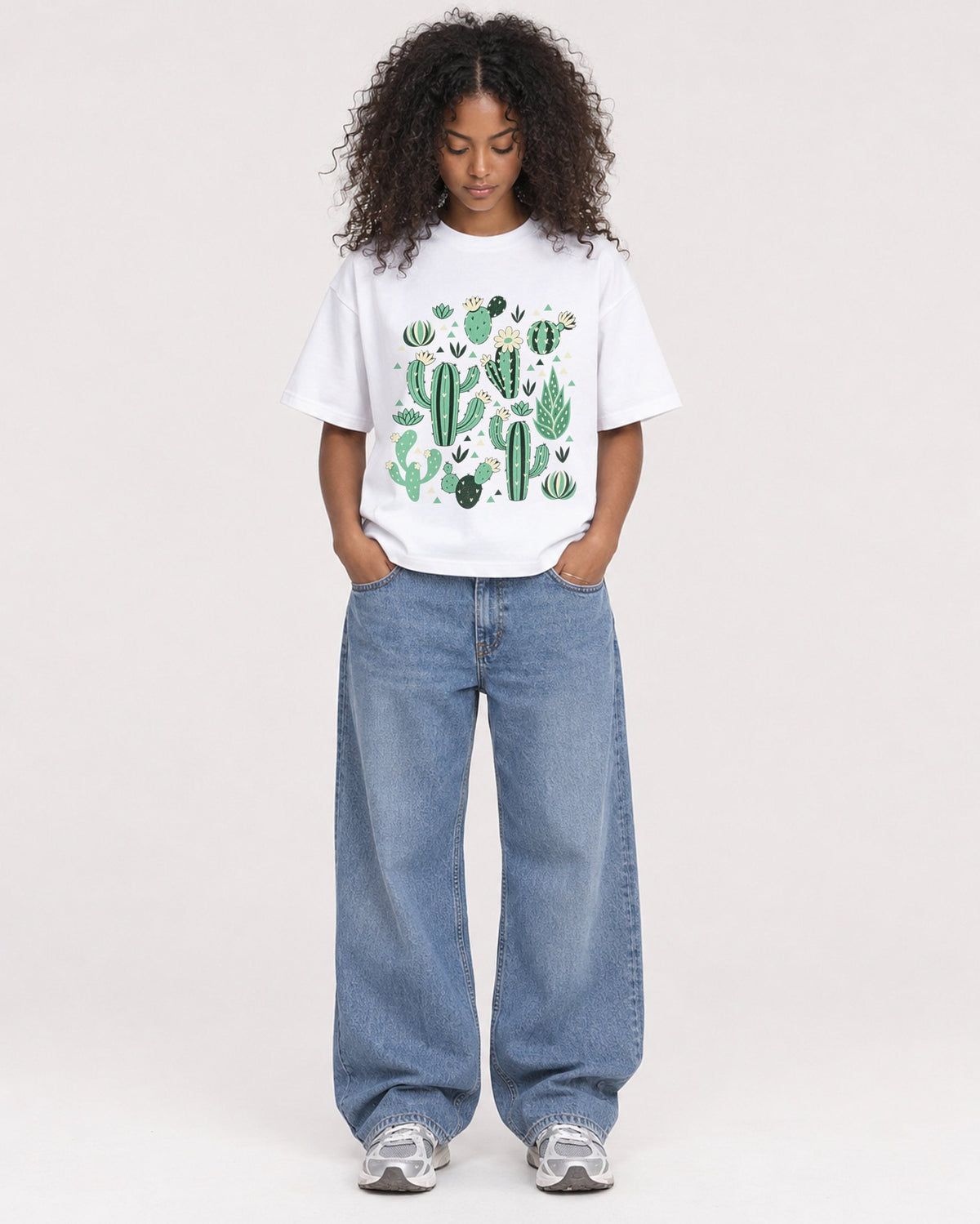 Mockup Boxy Heavyweight Tee White female full-body 05