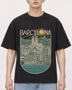 Mockup Boxy Heavyweight Tee Black male close-up 01