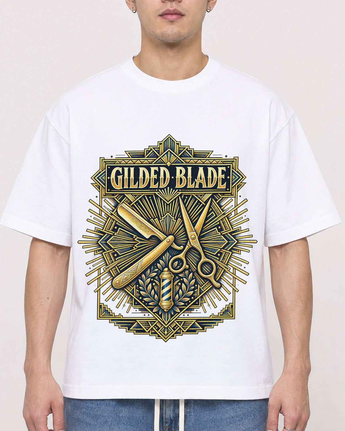 Mockup Boxy Heavyweight Tee White male close-up 13
