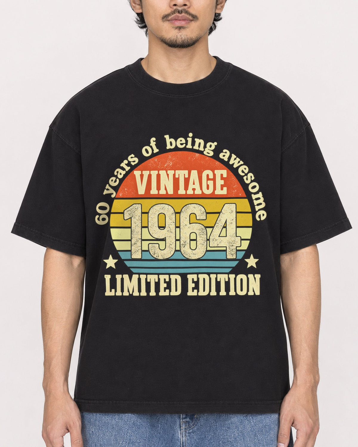 Mockup Boxy Heavyweight Tee Black male close-up 02