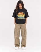 Mockup Boxy Heavyweight Tee Black female full-body 02