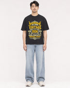 Mockup Boxy Heavyweight Tee Black male full-body 13