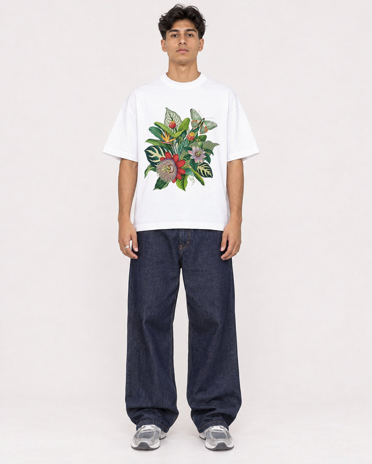 Mockup Boxy Heavyweight Tee White male full-body 16