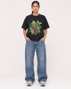 Mockup Boxy Heavyweight Tee Black female full-body 16