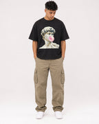 Mockup Boxy Heavyweight Tee Black male full-body 16