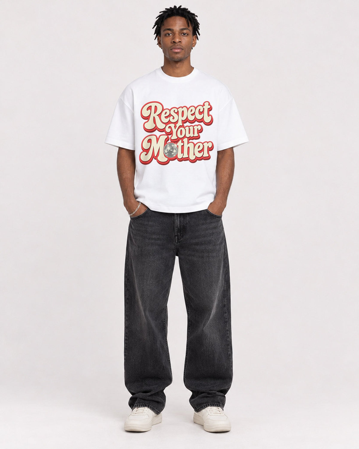 Mockup Boxy Heavyweight Tee White male full-body 05