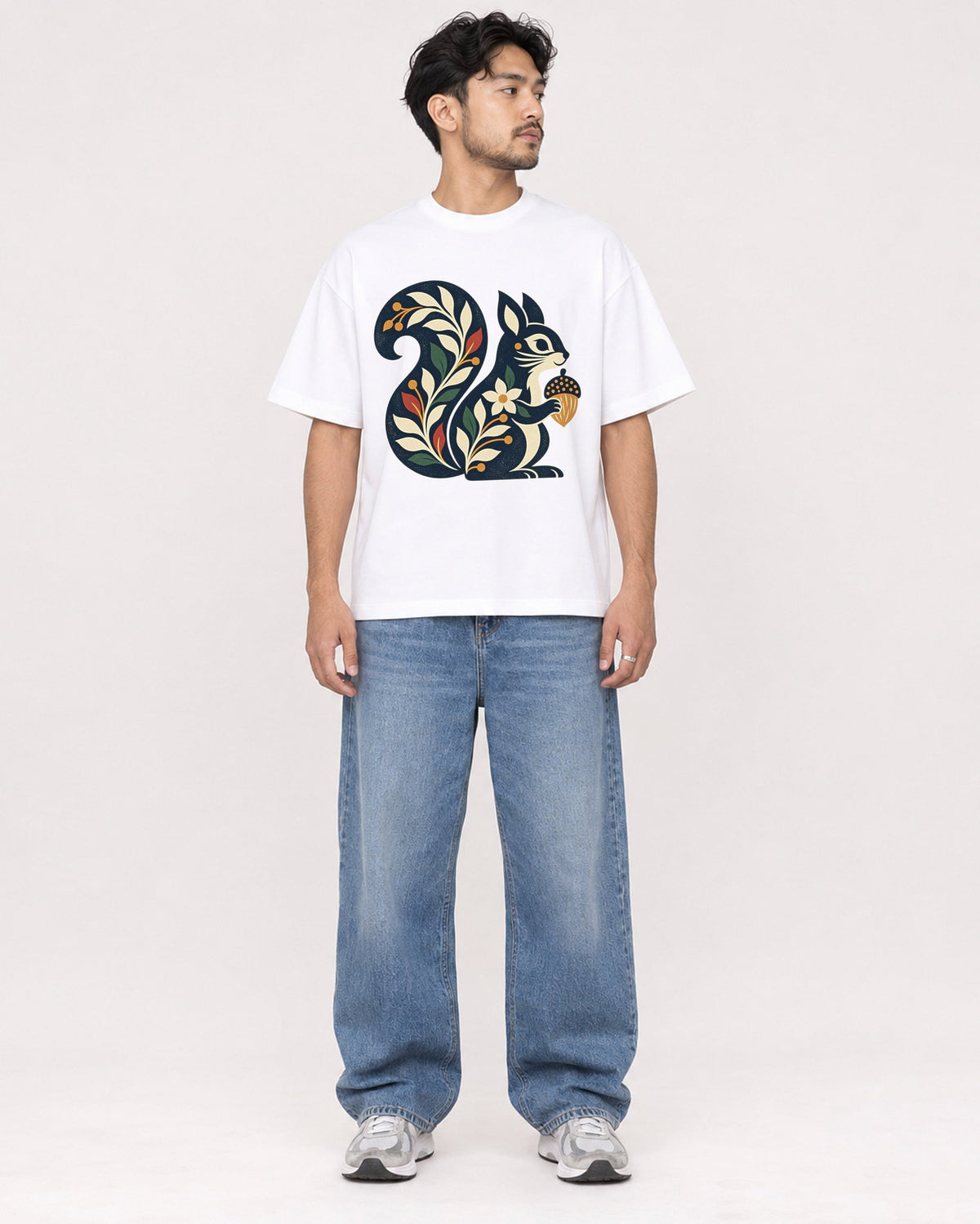 Mockup Boxy Heavyweight Tee White male full-body 02