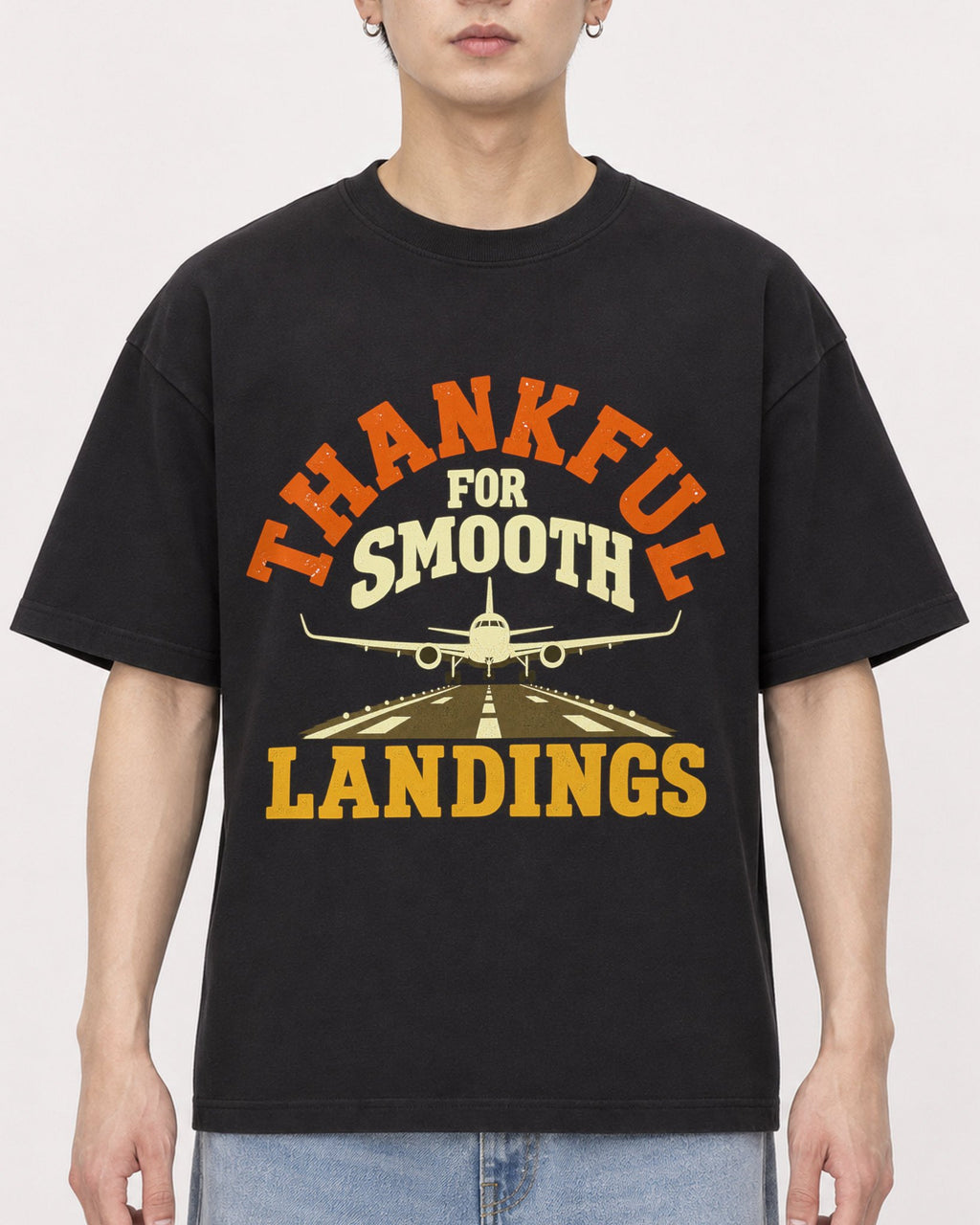 Mockup Boxy Heavyweight Tee Black male close-up 01