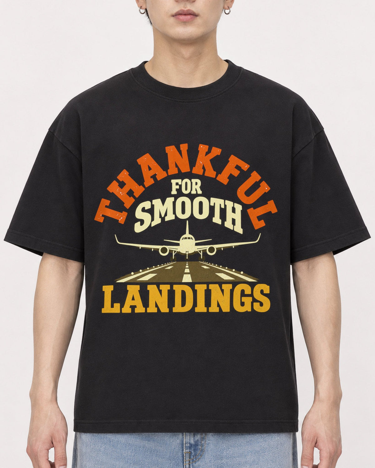 Mockup Boxy Heavyweight Tee Black male close-up 01