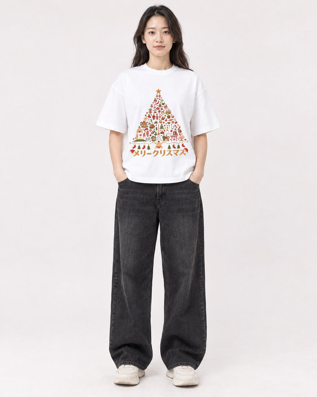 Mockup Boxy Heavyweight Tee White female full-body 03