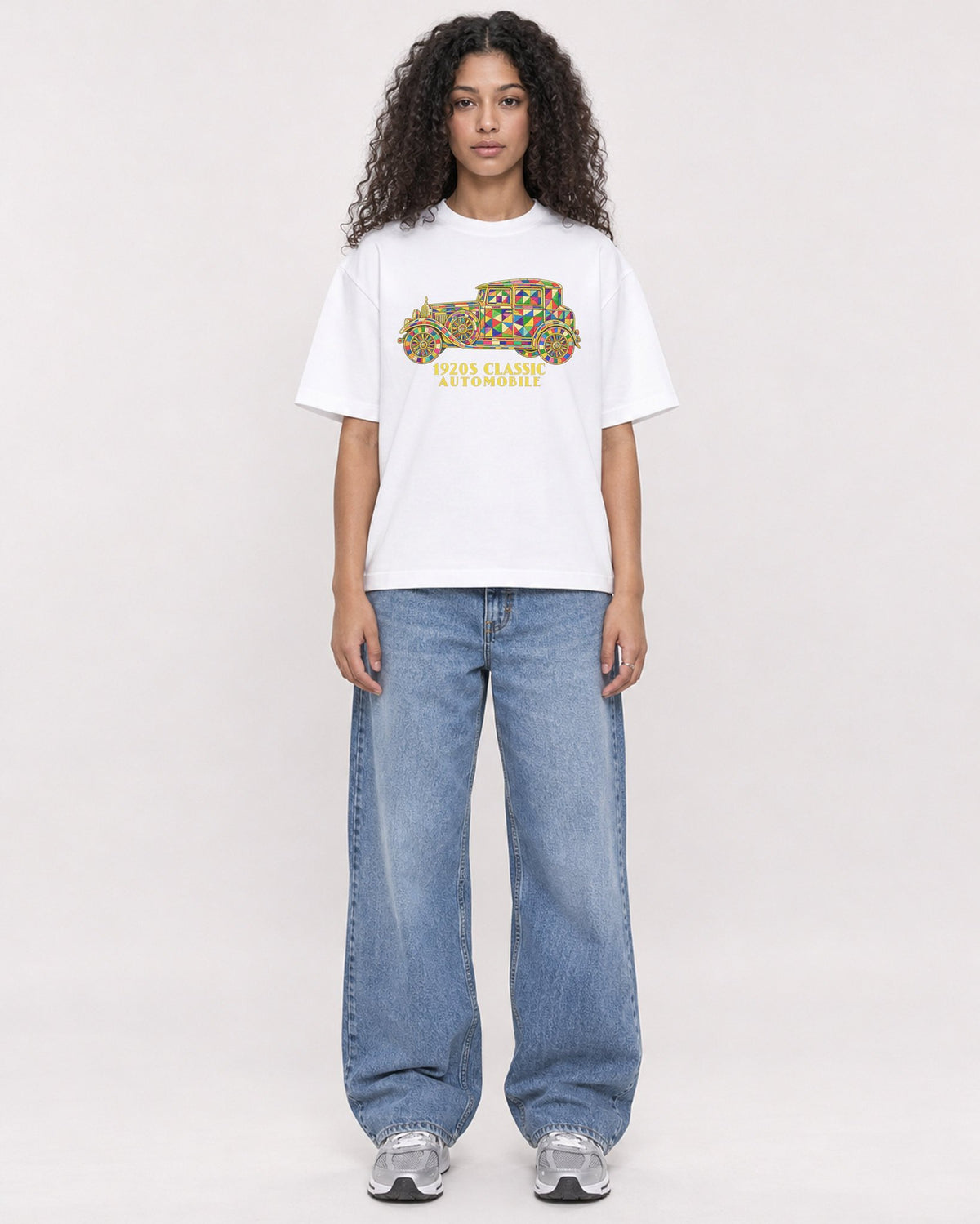 Mockup Boxy Heavyweight Tee White female full-body 10