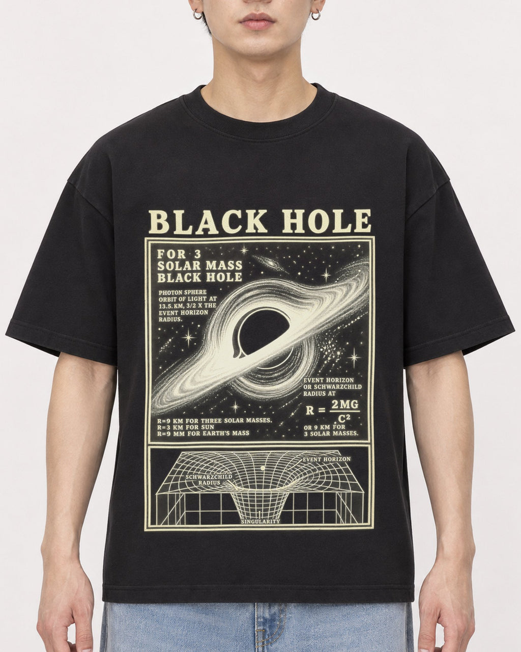 Mockup Boxy Heavyweight Tee Black male close-up 01