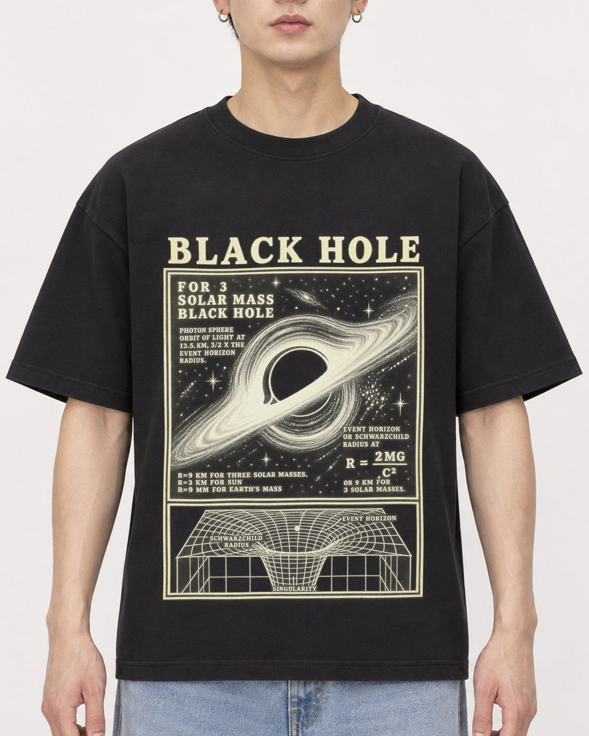 Mockup Boxy Heavyweight Tee Black male close-up 01