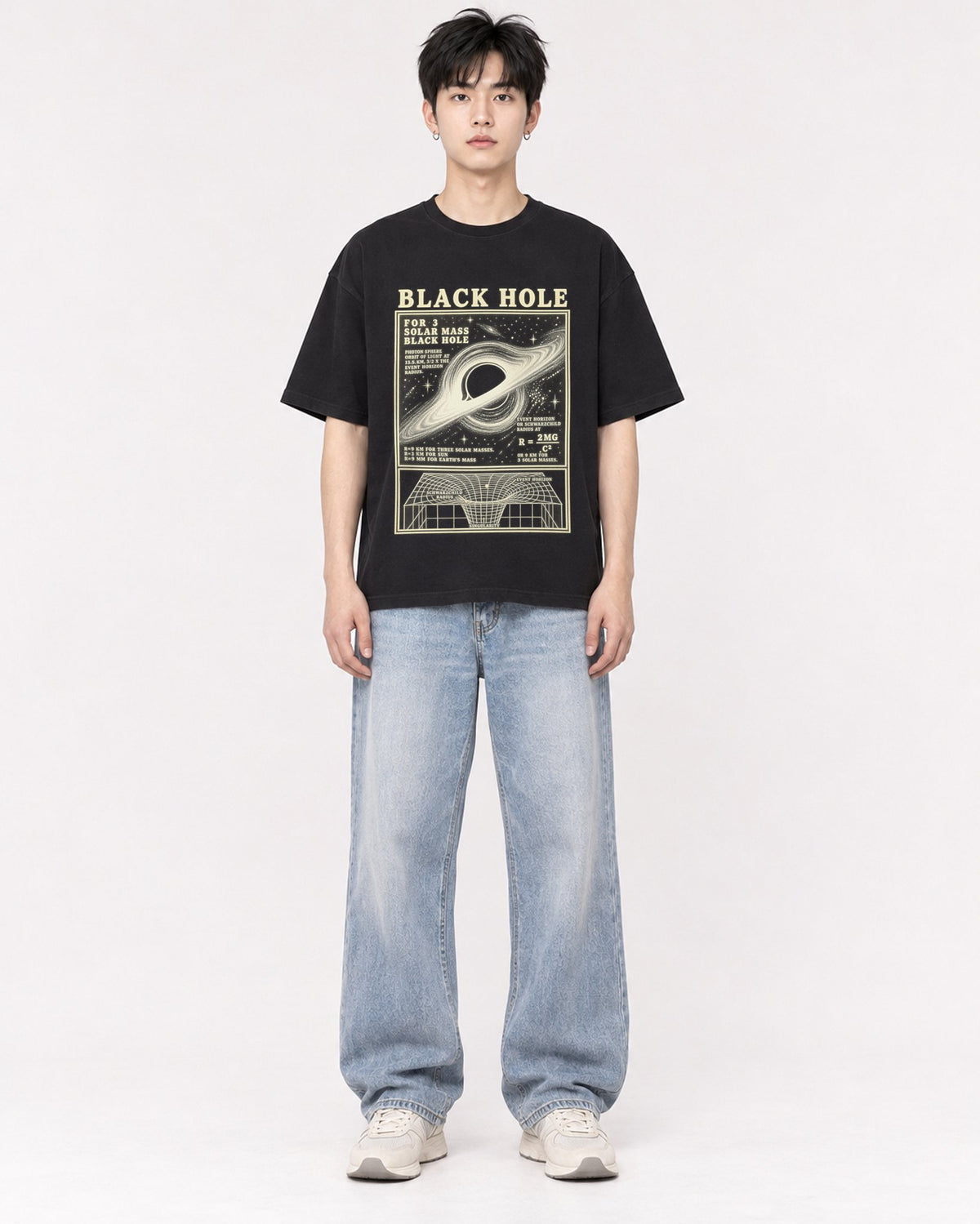 Mockup Boxy Heavyweight Tee Black male full-body 01