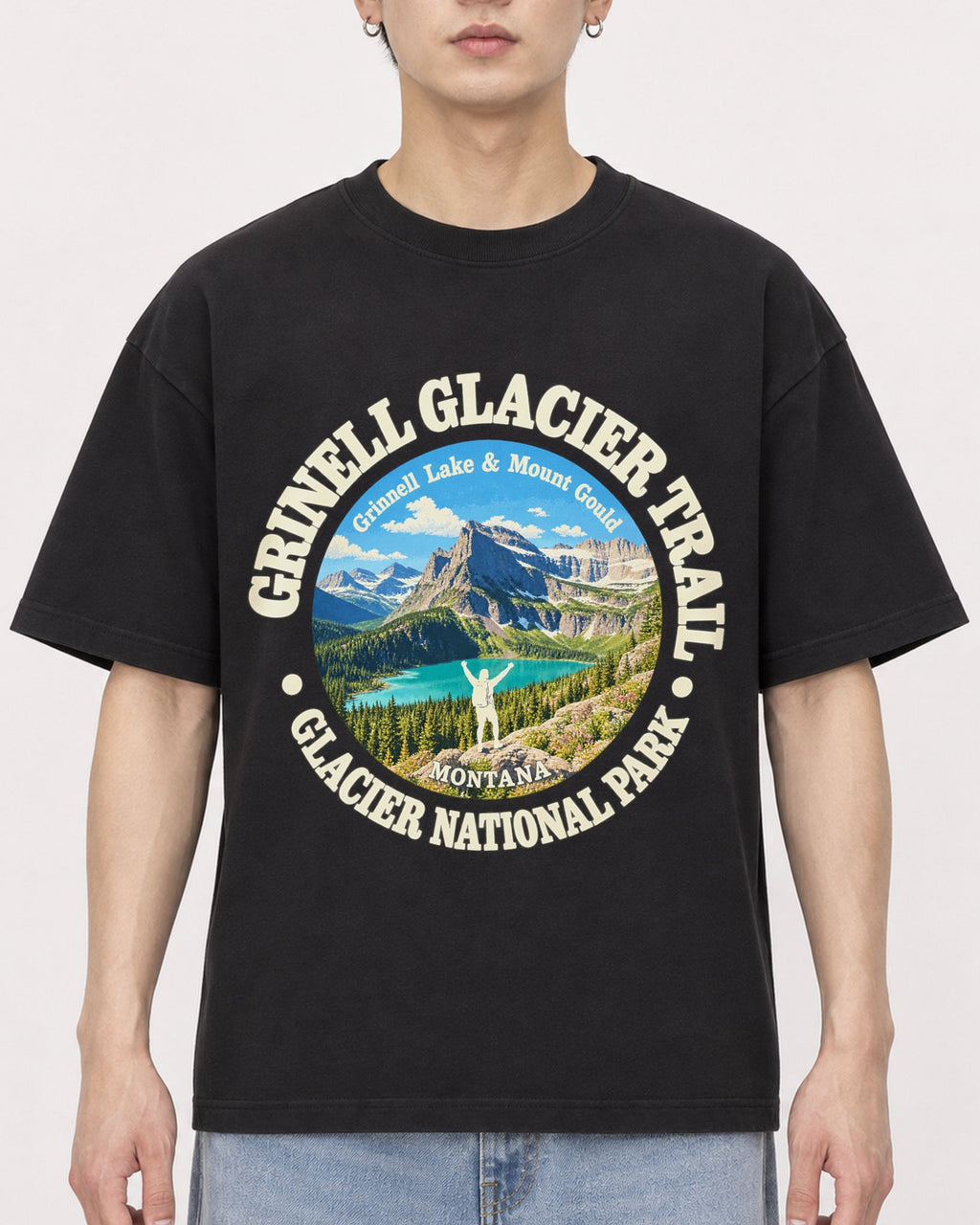 Mockup Boxy Heavyweight Tee Black male close-up 01
