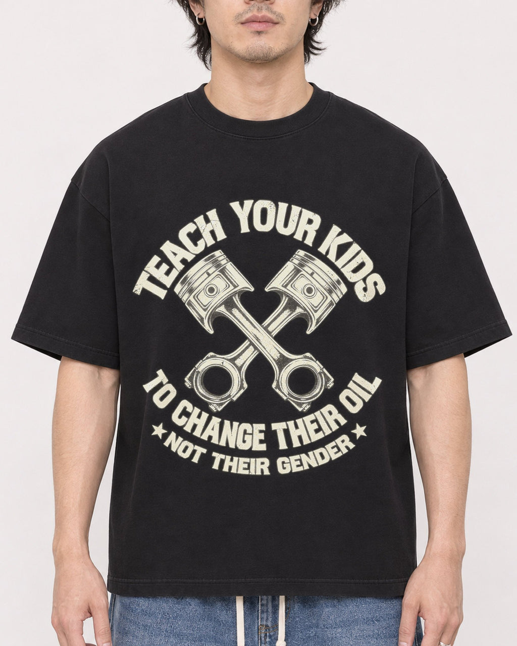 Mockup Boxy Heavyweight Tee Black male close-up 03