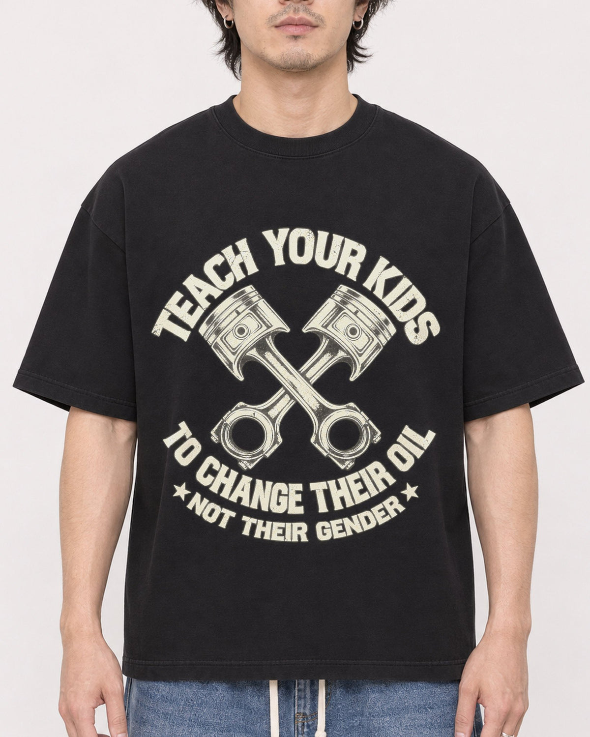 Mockup Boxy Heavyweight Tee Black male close-up 03